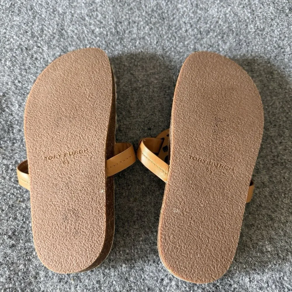 Tory Burch Miller Cloud Shearling Medallion Thong Sandals Rubber Women’s 6.5